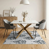 Black and White Elegant Black White Persian Paisley Area Rug