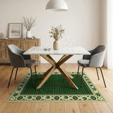 Emerald Clover Field Vintage Area Rug