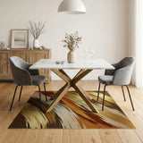 Metallic Gold Brush Stroke Abstract Area Rug