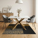 Bold Black Leopard Geometric Area Rug