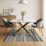 Modern Striped Washable Area Rug - Neutral Grey & Black Low Pile Non-Slip