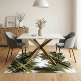 Olive Green Abstract Brushstroke Area Rug