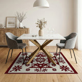 Red Snowflake Starburst Geometric Rug