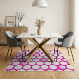 Pink Honeycomb Hexagon Geometric Area Rug