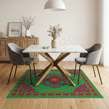 Vibrant Green Pink Medallion Persian Rug