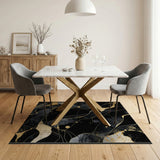 Black Gold Fluid Abstract Area Rug