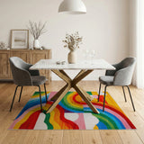Multi-color and Patterns Vibrant Rainbow Wave Geometric Area Rug