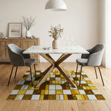 Yellow Yellow Hexagon Geometric Area Rug