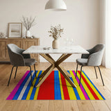 Vibrant Multi-Color Striped Geometric Modern Area Rug