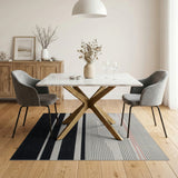 Black and White Modern Black White Striped Geometric Area Rug