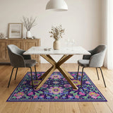 Vibrant Purple Floral Area Rug