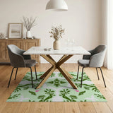Mint Green Floral Vine Silhouette Area Rug