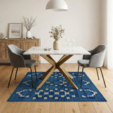 Geometric Modern Navy Blue Geometric Modern Area Rug