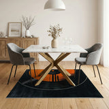 Orange Vinyl Record Geometric Area Rug