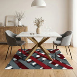 Red and Grey Lattice Woven Area Rug