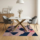 Modern Geometric Pink Navy Area Rug
