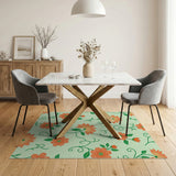 Vibrant Orange Floral Pattern Area Rug