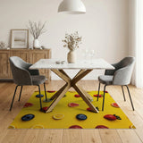 Vibrant Fruit Scatter Yellow Area Rug