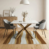 Wavy Layers Brown Tan Abstract Area Rug