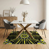 Bold Yellow Sunburst Geometric Area Rug