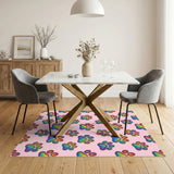 Rainbow Paw Print Pink Kids Area Rug