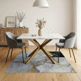 Gold Veined Cracked Marble Abstract Area Rug