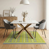 Vibrant Yellow Grey Geometric Grid Area Rug