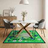 Vibrant Blue Butterfly Garden Archway Rug