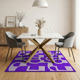 Purple 'ENJOY' Geometric Modern Area Rug
