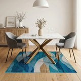 Teal Blue Ocean Wave Area Rug