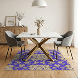 Purple Ornate Floral Damask Rug