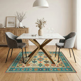Southwestern Teal Geometric Area Rug