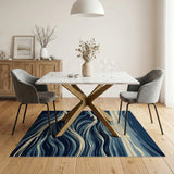 Dramatic Ocean Waves Blue Teal Area Rug