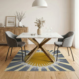 Radiant Yellow Sunburst Geometric Area Rug