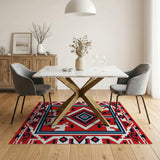 Southwestern Red Bold Red Southwestern Geometric Area Rug