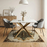 Ornate Gilded Acanthus Leaf Mandala Rug