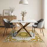 Ornate Golden Sunburst Area Rug