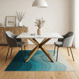 Blue and Teal Teal Ocean Waves Area Rug