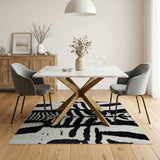 Bold Zebra Shag Area Rug in Black White