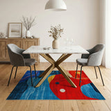 Vibrant Abstract Red Blue Wave Area Rug