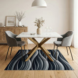 Layered Abstract Wave Grey Area Rug