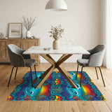 Rainbow Bicycle Waves Washable Area Rug
