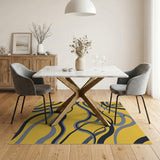 Vibrant Yellow Abstract Swirl Area Rug