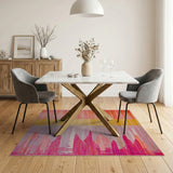 Vibrant Pink Orange Yellow Geometric Area Rug