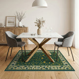 Green Teal Green Persian Floral Area Rug