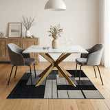 Modern Geometric Grey Block Area Rug