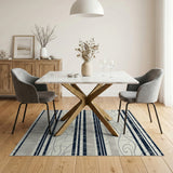 Navy Stripe Swirl Area Rug