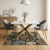 Brown and Tan Weathered Stone Wall Area Rug