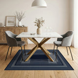Navy Concentric Frames Geometric Area Rug