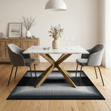 Black White Geometric Tunnel Illusion Rug